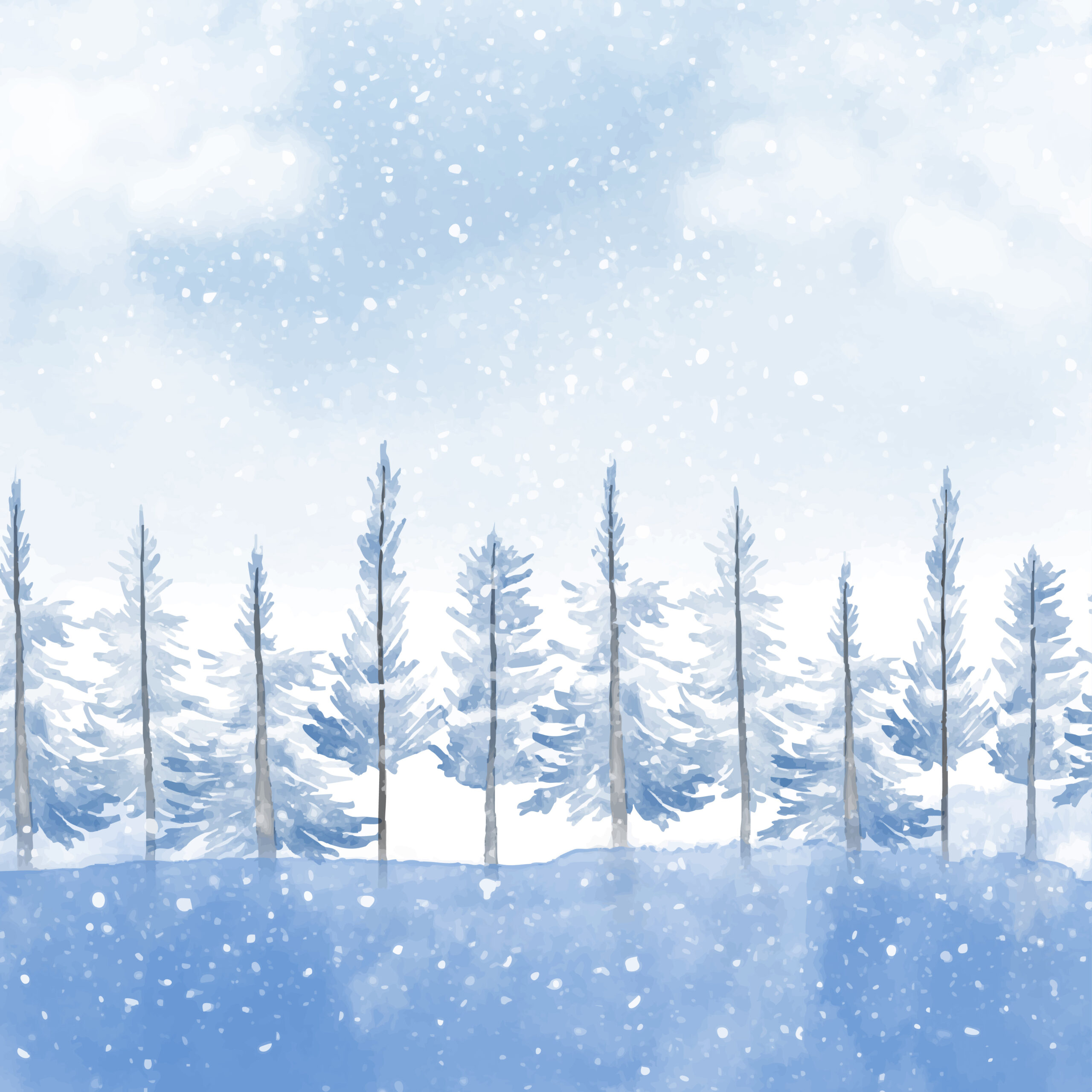 Kids Winter Watercolor Landscapes